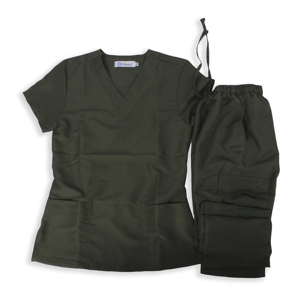 Conjunto quirúrgico Verde Militar Clásico para dama